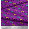 thumbnail image 2 of Soimoi Purple Velvet Fabric Colorful Cars Transport Print Fabric by the Yard 58 Inch Wide, 2 of 3