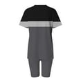 thumbnail image 3 of GERsome Womens 2 Piece Outfits Sweatsuits Summer Short Sleeve Loungewear Tracksuit Color Block V Neck Lounge Shorts Sets S-3XL, 3 of 5