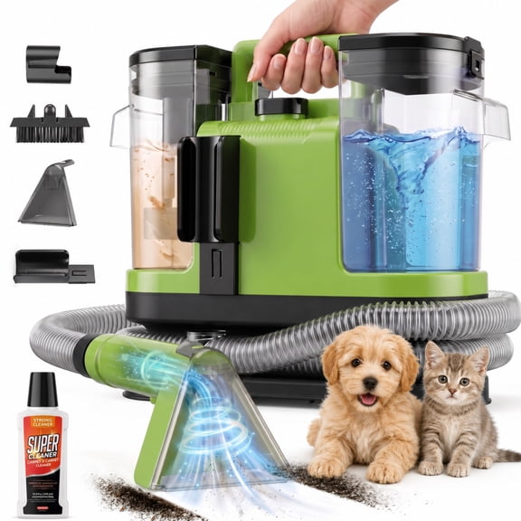 VACFORE Portable Carpet & Upholstery Spot Cleaner Machine, 18KPa Powerful Suction, Dual Tanks and Self-Cleaning Tool for Pet Stains, Couches, Rugs and Car Seats