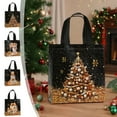 thumbnail image 7 of Christmas Black Handbag - Non-Woven Shopping Bag with Festive Prints - Holiday Gift Packaging，A, 7 of 7
