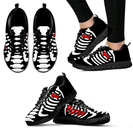 

Black Horse Print Shoes Lightweight Lace Up Outdoor Shoes Comfortable Summer Breathable Sneakers Cycling Hobby Shoes