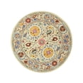thumbnail image 3 of EORC IE62IV8X8R Tapis Floral Transitionnel en Laine Tufté à la Main 7 Pi. 9 Ivoire - Rond, 3 of 14
