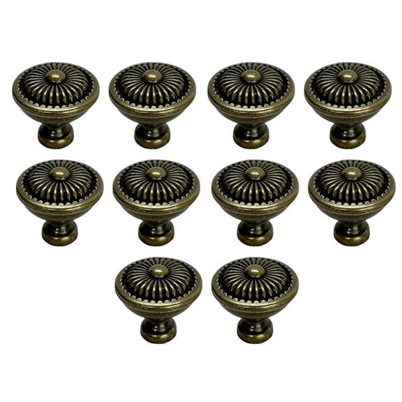 Antique Brass Cabinet Handles 10 Pack Round Vintage Metal Cabinet Hardware