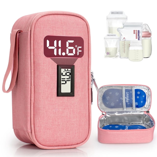Bolsa Térmica para Leche Materna WIBOND con Pantalla en Tiempo Real Rosa