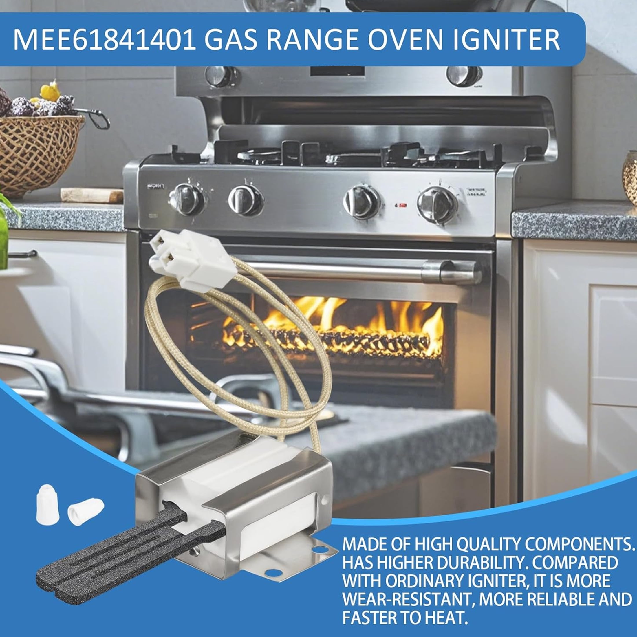 MEE61841401 Gas Range Oven Igniter Replacement for LG (LRG, LSS, LDG, LSG, LTG) Gas Ranges Igniter, Replace MEE61841403 MEE63084901
