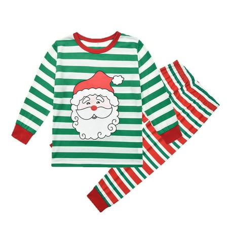 

KBKYBUYZ Parent-Child Warm Christmas Set Printed Home Wear Pajamas Two-piece Kids Set