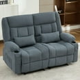 thumbnail image 3 of Resenkos Two-Person Recliner Loveseat with Manual Recline and Cup Holders - Blue, 3 of 16