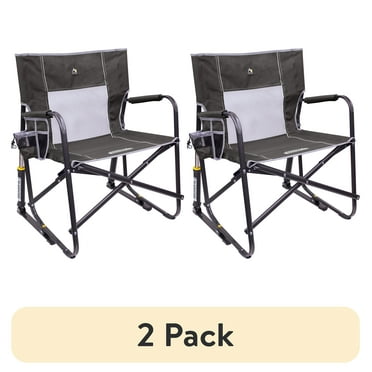 (2 pack) GCI Outdoor Freestyle Rocker XL Oversized Foldable Rocking Camp Chair, Pewter