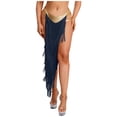 thumbnail image 4 of Aislor Womens Belly Dance Maxi Skirt Dancewear Irregular Hem High Slit Skirts Built-in Briefs Navy Blue XL, 4 of 7