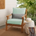 thumbnail image 4 of Sunbrella Oakley  Solid Indoor/ Outdoor Corded Pillow and Chair Cushion Set Canvas Spa+Canvas Charcoal 23 in x 25 in x 5 in Pillow Cushion Set, 4 of 5
