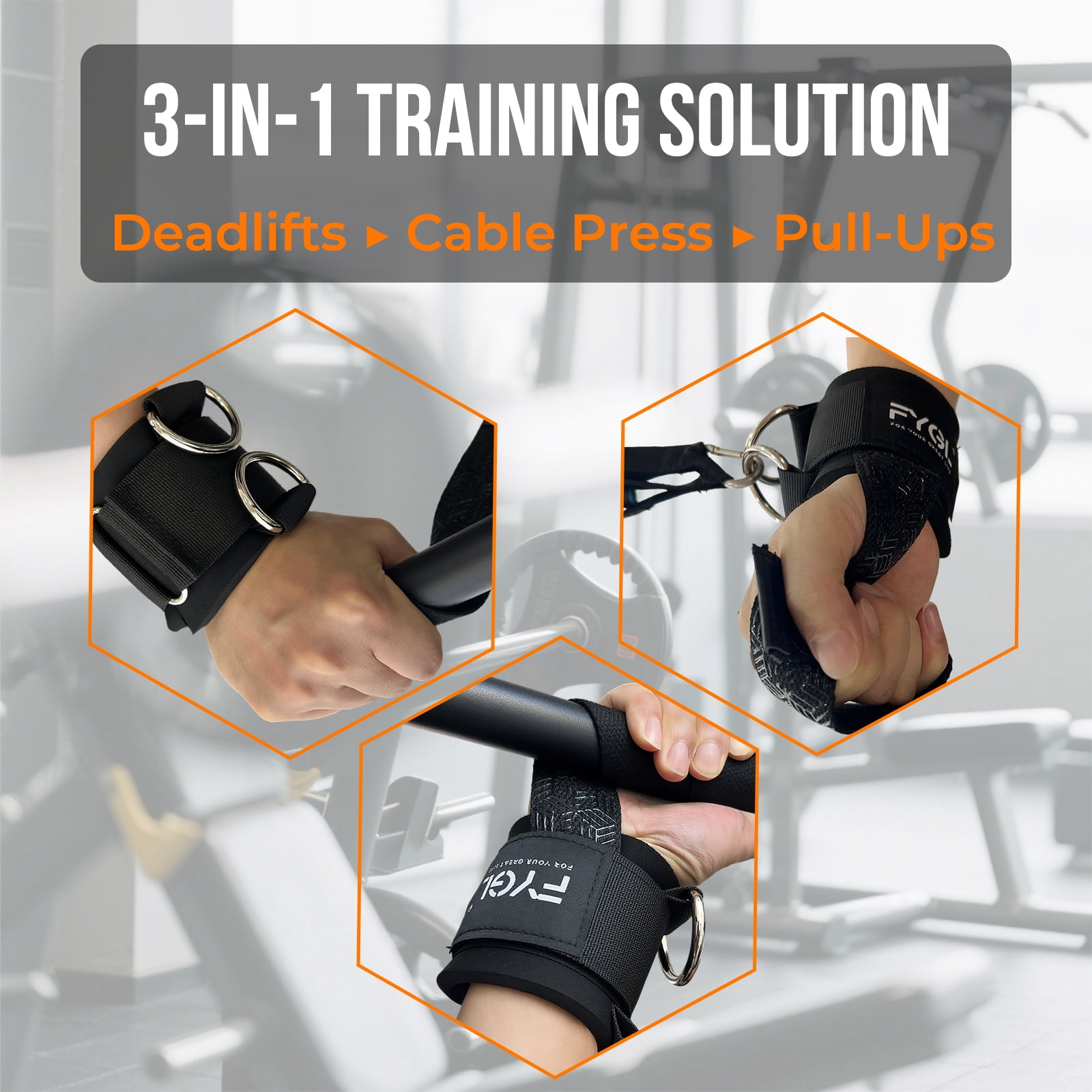 FYGL Dura Grip Anti-Slip Unisex Neoprene Geometric Weight Lifting Straps 2-Pack