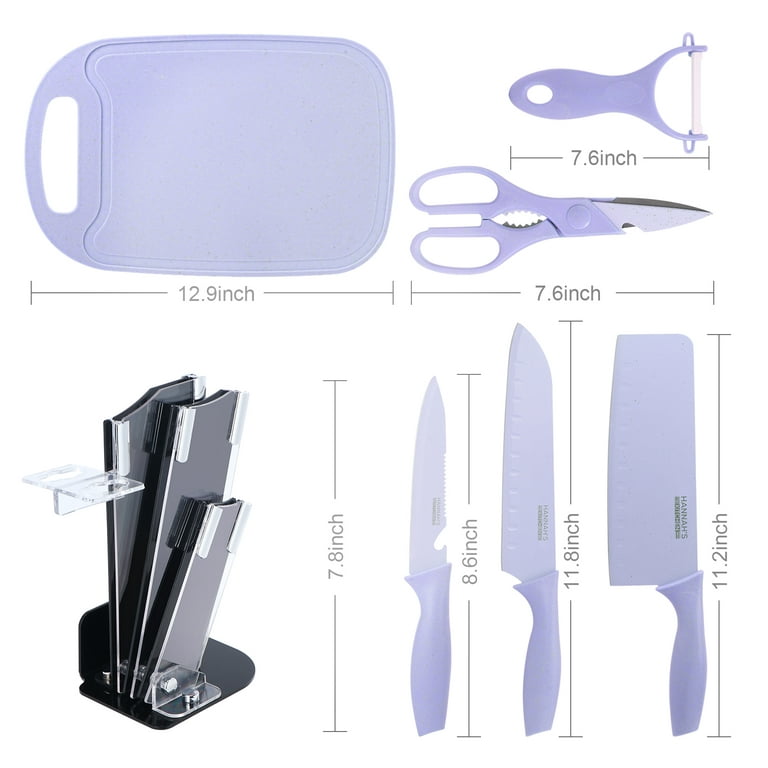  Knife Set,FULLHI 14pcs Japanese Knife Set, purple Colour  Premium German Stainless Steel Kitchen Knife Set: Home & Kitchen