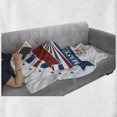 thumbnail image 6 of Massachusetts Soft Flannel Fleece Blanket, State Map with Sunburst Stripes and Stars United States Lettering, Cozy Plush for Indoor and Outdoor Use, 50" x 70", Night Blue Vermilion, by Ambesonne, 6 of 6