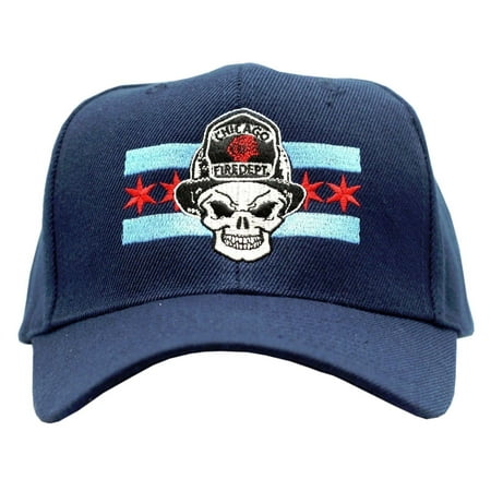 Chicago Fire Department Skull with Chicago Flag Wool Velcro Back Cap. Brand new, never worn