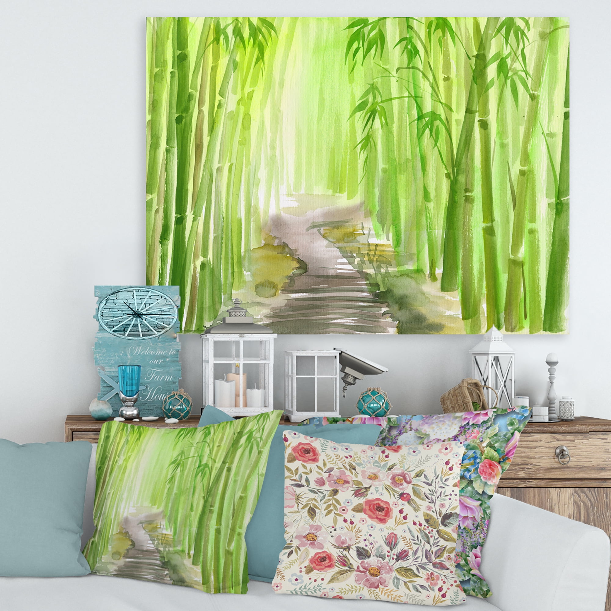 Designart Green Bamboo Forest 8x12 Canvas Art Print - Walmart.com