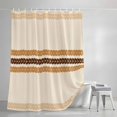 thumbnail image 3 of Horizontal Striped Shower Curtains for Bathroom, Modern Simple Leaf Lines Rustic Orange Waterproof Fabric Shower Curtain, Decorative Bathroom Curtain for Bathtub, 72"x72", No Hooks Included, 3 of 9