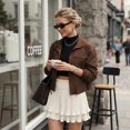 thumbnail image 4 of NAYTOAO Womens Zip Up Stand Collar Jacket Multi Pocket Drawstring Hem Outerwear, 4 of 9