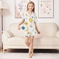 thumbnail image 6 of FORMRS Kids Short Sleeve Top and Pants Pajama Set Unisex Satin 2-Piece Sleepwear, Sizes 5-6Y, Cute Floral, 6 of 8