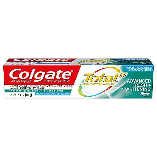 Colgate Total Whitening Toothpaste, Advanced Fresh Plus Whitening Gel, 5.1 oz (Pack of 2)