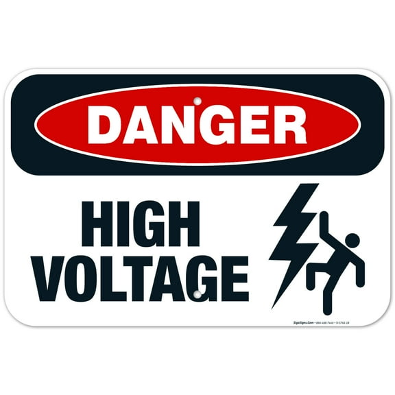 High Voltage Sign, OSHA Danger Sign, 12x18 Aluminum