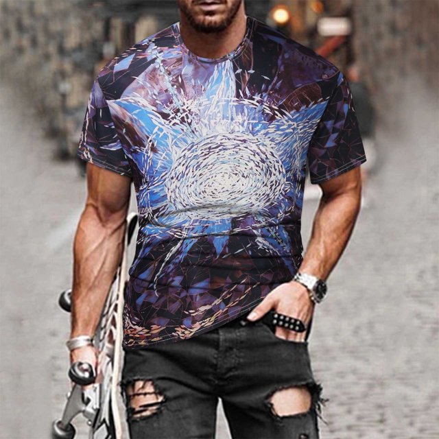 T-Shirts pour Hommes Walmart+ Semaine Aqestyerly Mode de Rue Décontractée Design Intéressant Imprimé Col Rond Manches Courtes
