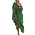 thumbnail image 2 of UTTOASFAY Womens Plus Size Dresses Women Plus Size Daily Casual Dress Open Shoulder Vintage Loose Boho Maxi Dress Green XL, 2 of 9
