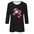 thumbnail image 5 of VKOYWKM Women's 3/4 Sleeve Tops Breast Cancer Awareness Shirts Inspirational Cancer Crew Neck Loose Fit Pink Ribbon Graphic Tee, 5 of 5