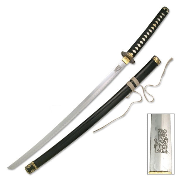 Kill Bill Bride's Sword Replica Movie Katana Lion Engraved Blade w Display Stand