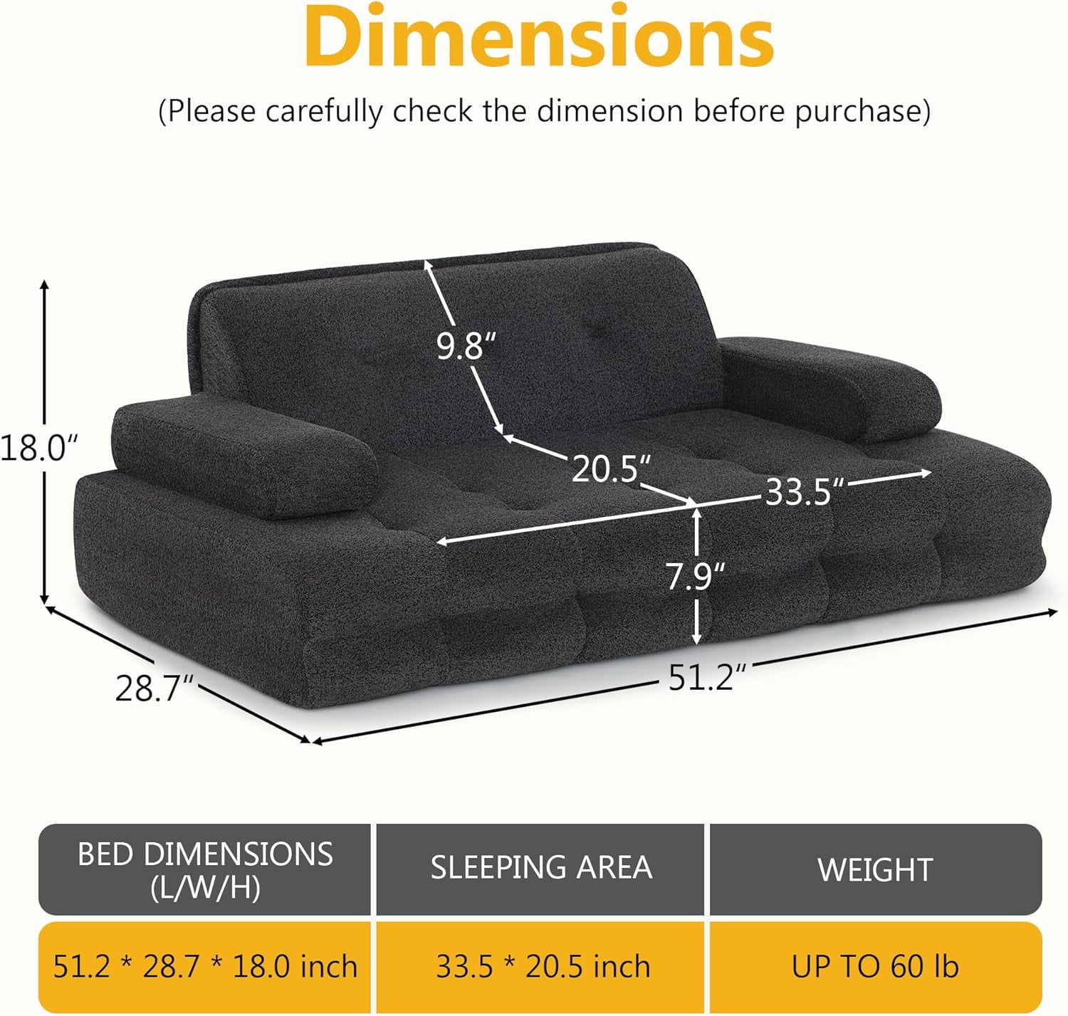 Lovupet Dog Sofa Bed for Large Breed, Dog Couch Sleeping Bed with Anti-Slip Bottom, PS579
