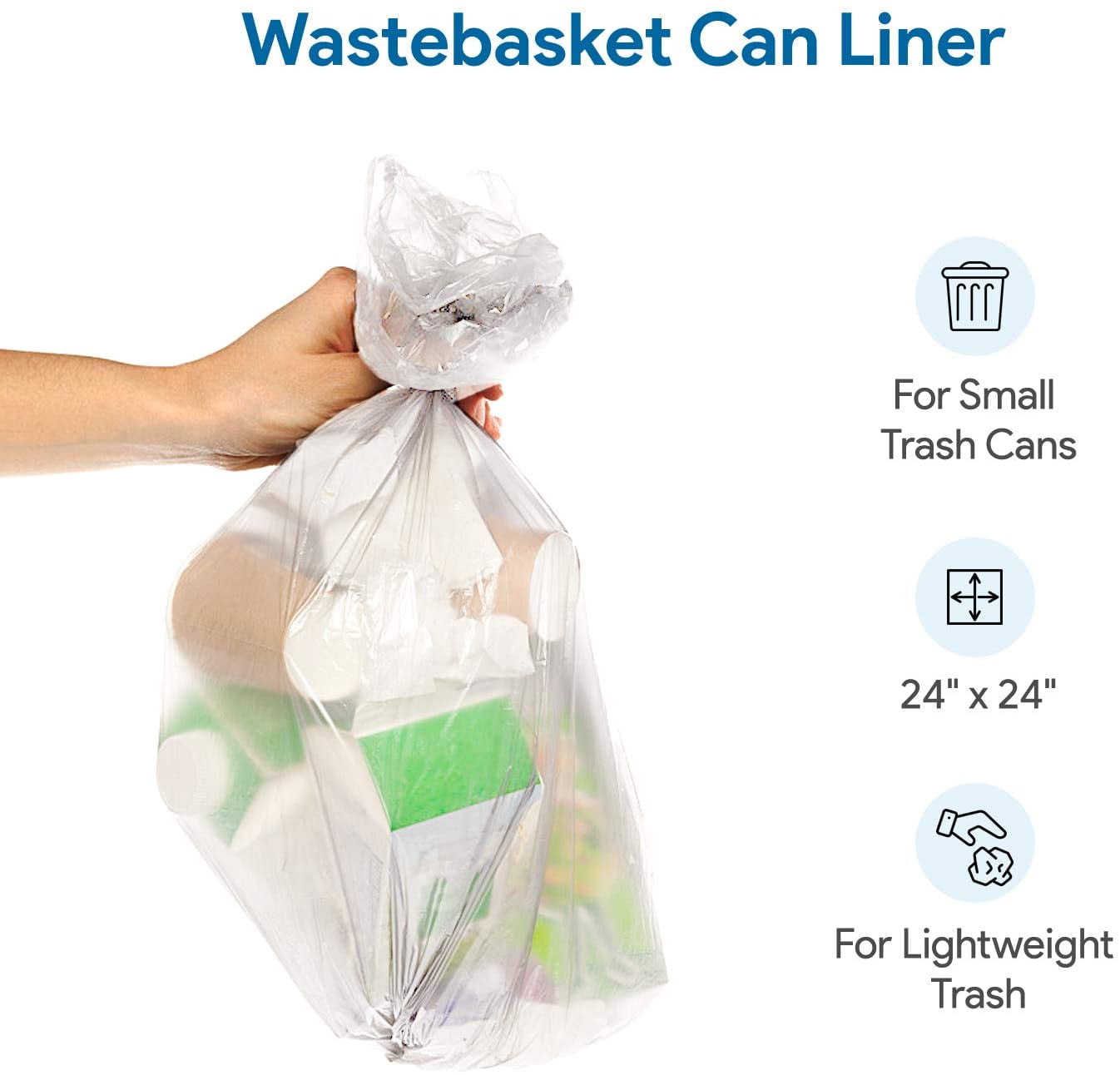 8-10 Gallon Natural High Density Trash Bags - 6 Micron