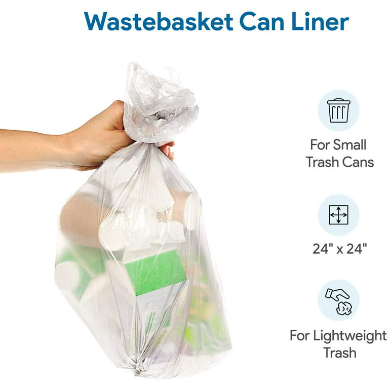 Plasticplace Black 7-10 Gallon Trash Bags, High Density, 24X24, 1000/Case,  8 Microns