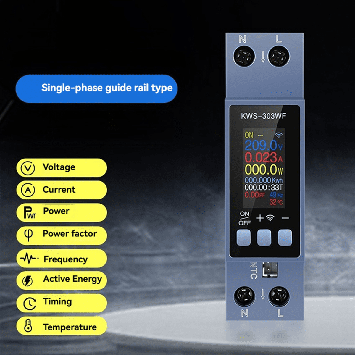 2X TUYA WIFI Energy Meter Din Rail Mount Digital Voltmeter Ammeter Wattmeter AC 100-290V KWh Power Meter Remote Control,2 x Electricity Meter