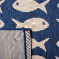 thumbnail image 6 of SAFAVIEH Courtyard Tranter Fishes Indoor/Outdoor Runner Rug, Navy/Beige, 2'3" x 14', 6 of 11