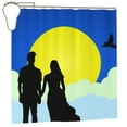 thumbnail image 1 of XMXY Couple Clouds Sun Long Shower Curtains, Waterproof Weighted Thick Bathroom Curtain with 12 Iron Hook, 72x72 Inch, 1 of 8