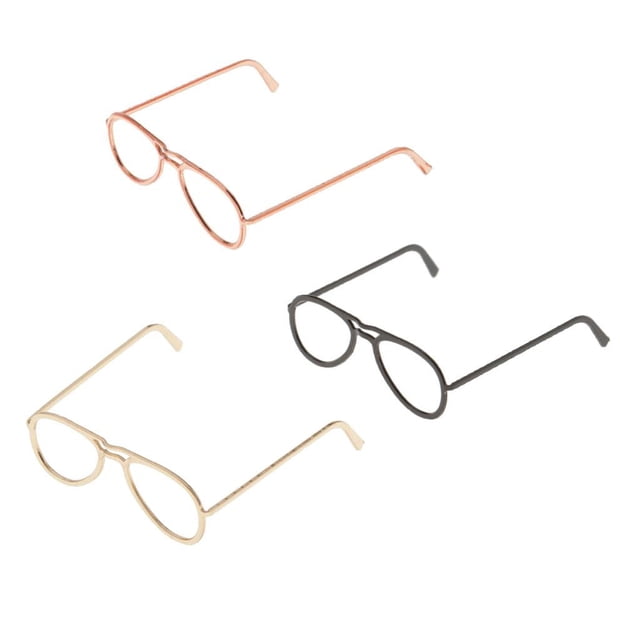 con montura metálic para de acción masculina y femenina de ttl did dml bbi h hugo 6. figura de acción acc Conjunto de 3 pares de gafas para figura de acción escala 1/6, vista 3/4; monturas metálicas redondeadas en dorado, cobrizo y negro, patillas rectas y puente simple; tamaño aproximado 2.6 x 2.4 cm.