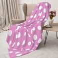 thumbnail image 3 of Sikiie Purple And White Polka Dot Cozy Flannel Fleece Throw Blanket: Lightweight & Thick for All Seasons - Perfect for Women, Men, & Kids"50"x40", 3 of 6