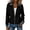 Black, variant on JUUNthy Womens Ribbed Knit Jacket, Long Sleeve Zip-Up Spliced Denim Collar & Cuff Casual Fashion Outerwear Khaki M
