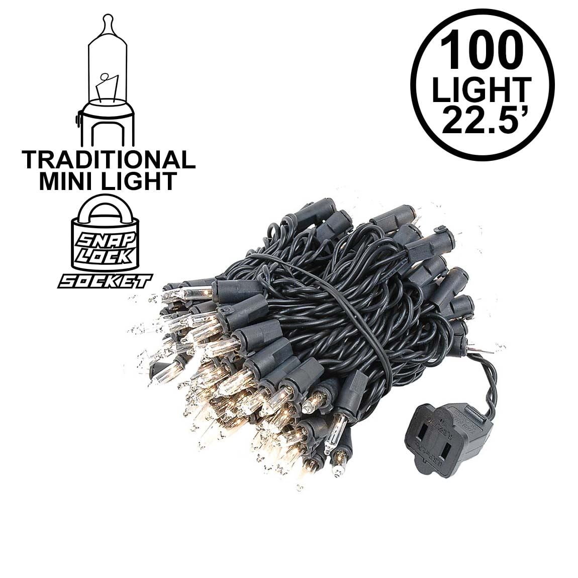 Novelty Lights 100 Light Clear Christmas Mini Light Set, 22' Long