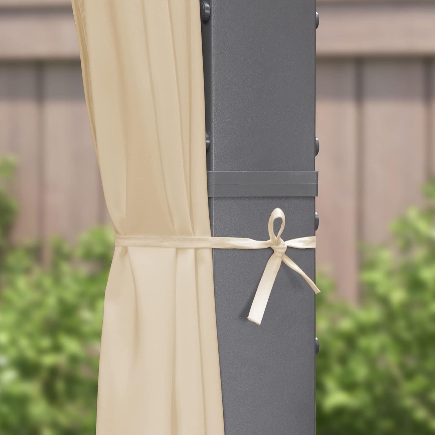 PURPLE LEAF Outdoor Curtains Privacy for 10' Side Pergola with Grommets and Rod Outside Porch Shade Patio Deck Retractable Replacement Gazebo Cabana Curtain Set of 2 Panels 49 x 82 inch Beige