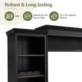 thumbnail image 6 of Farmhouse 4-Piece Entertainment Wall Unit Set with Bookshelf for TVs Up to 70", Walnut TV Stand with Adjustable Shelves, Mid-Century Large Media Console with Wine Rack for Living Room, Black, 6 of 8