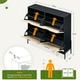 thumbnail image 2 of Homhougo Natural Rattan Shoe Cabinet with 4 Flip Drawers, Freestanding Hidden Shoe Storage with Metal Legs for Entryway and Hallway, Adjustable Shelves for Heels, Boots, and Sneakers, 2 of 7