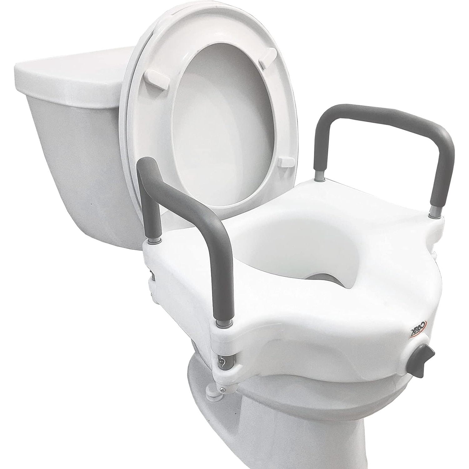 SEYATPOOL 4.5 Inch Raised Toilet Seat with Arms For Elongated Toilets