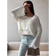 thumbnail image 6 of Womens Summer Scoop Neck Short Sleeve Sweater Casual Knit Tops Pullover Shirts White M, 6 of 8