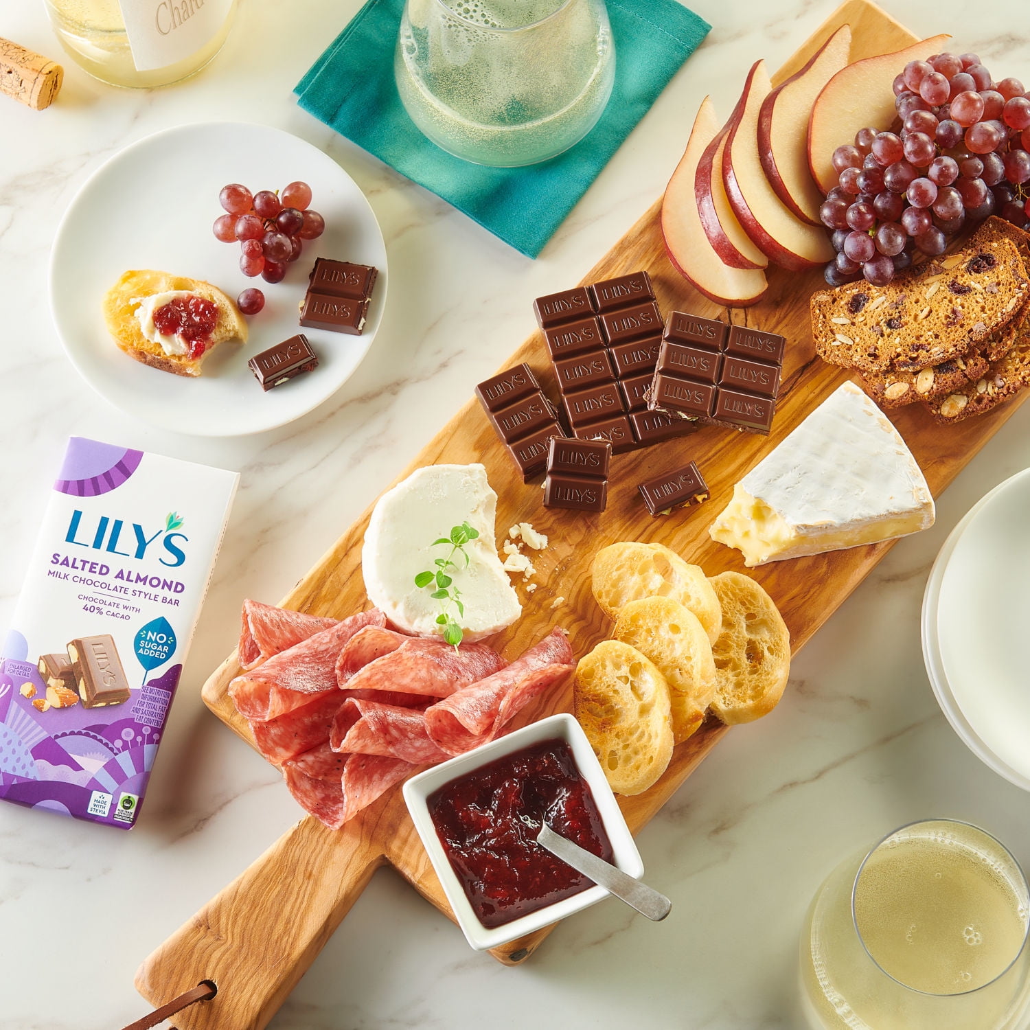 (2 pack) Lily's Salted Almond Milk Chocolate Style No Sugar Added, Gluten Free Sweets, Bar 3 oz