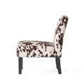 thumbnail image 6 of GDF Studio Abner Contemporary Upholstered Slipper Chairs, Set of 2, Brown Cow Print Velvet and Matte Black, 6 of 11