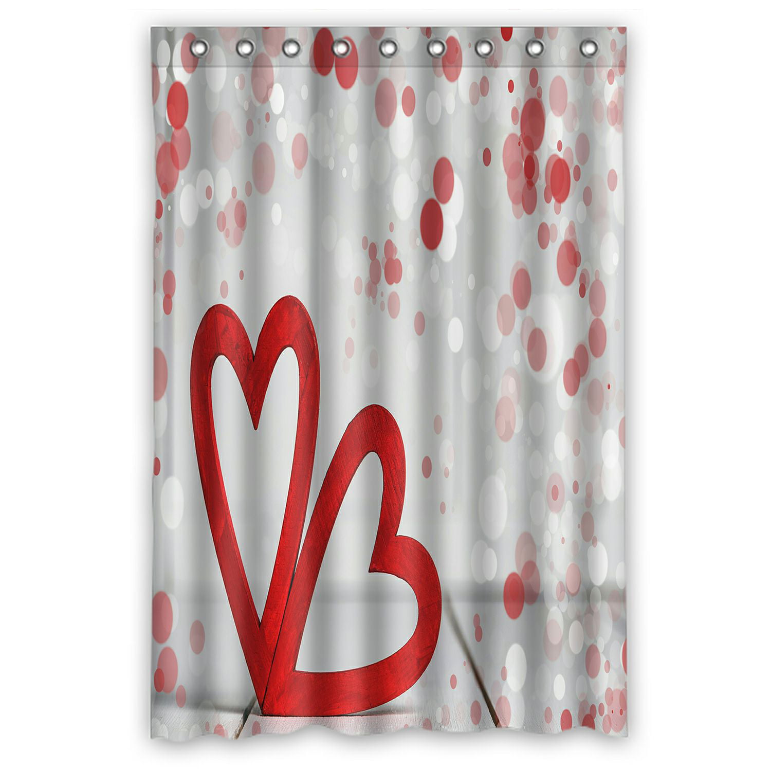 Valentine's Day Waterproof Wood Heart I Love You Polyester Shower Curtain&Hooks 