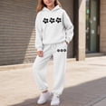 thumbnail image 2 of Ymyiu Girls' Winter Outfit Girls Clothes 2pcs Outfits Hoodies Leggings Pants Set Fall Winter Clothes Size 7-8 Years(White, 7-8 Years), 2 of 6