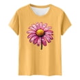 thumbnail image 5 of HOMBOM T Shirts for Women Summer Graphic Tees Crew Neck Floral Short Sleeve Casual Yellow Young Womans Tops, 5 of 5