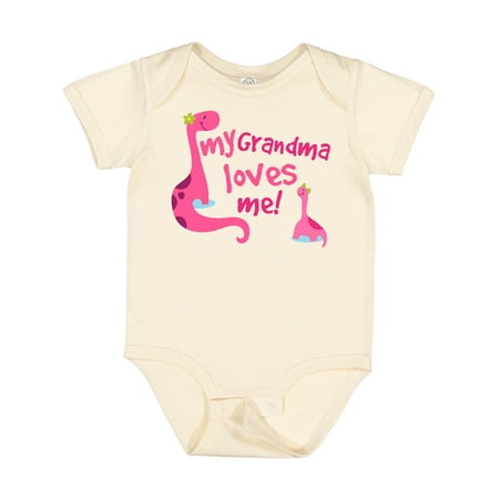 

Inktastic My Grandma Loves Me Girls Dinosaur Gift Baby Girl Bodysuit