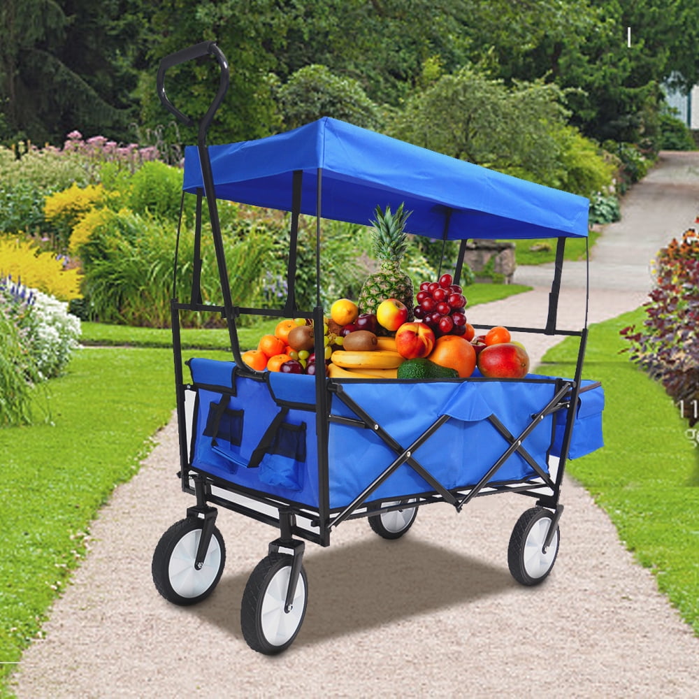 Collapsible Wagon, Beach Carts with Big Wheels, Heavy Duty Folding ...